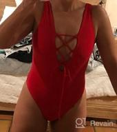 img 1 attached to Turn Heads At The Beach With SHEKINI'S Lace-Up V-Neck High-Cut Swimsuit review by Heather Coleman