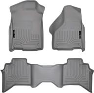 🚗 husky liners - 99012 dodge ram 1500 quad cab floor mats grey, fit 2009-2018 and 2019 classic quad cab, weatherbeater front & 2nd seat logo