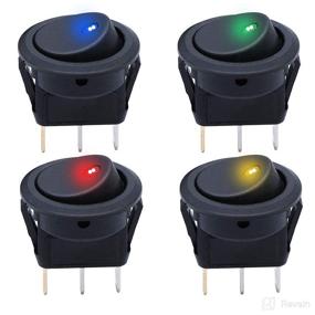 img 4 attached to 🚦 12-Pack of 12V LED Light Round Rocker Switch Toggle SPST On-Off Switches (20A) - 3 Blue, 3 Green, 3 Yellow, 3 Red - for Car, Auto, Boat (KCD2-102N-2W-4C)