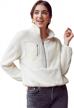 miessial women's fleece pullover sweatshirt - cozy zipper collar outwear top logo