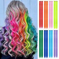 get a colorful transformation with feshfen's 16pcs rainbow hair extensions - perfect for parties, costumes & daily wear логотип