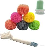 🧽 nurebe nylon scrubbing pad set - multi-purpose dish scrubbers for kitchen, non-scratch pot scrubbers with convenient handle (pack of 8) logo