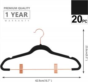 img 3 attached to MIZGI Pack Of 20 Premium Velvet Pants Hangers - Space-Saving And Non-Slip With Chic Copper/Rose Gold Hooks