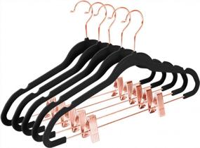 img 4 attached to MIZGI Pack Of 20 Premium Velvet Pants Hangers - Space-Saving And Non-Slip With Chic Copper/Rose Gold Hooks