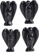 4pcs guardian angel rock crystals obsidian gemstone healing statues - amoystone 1.5" black logo