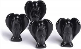 img 2 attached to 4Pcs Guardian Angel Rock Crystals Obsidian Gemstone Healing Statues - AMOYSTONE 1.5" Black