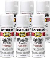 rust-oleum 7797830-6pk останавливает аэрозольную краску против ржавчины, 12 унций, полуглянцевая белая, 6 шт. в упаковке логотип