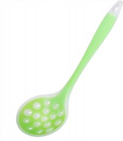 img 4 attached to 77L Slotted Spoon - Non-Stick One-Piece Silicone Skimmer Strainer, Kitchen Cooking Utensil Rubber Skimmer Spoon For Straining Vegetables, Pasta And More, 11.6 Inches