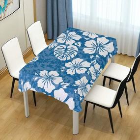 img 1 attached to Hawaiian Tropical Hibiscus And Palm Leaf Tablecloth - Perfect Party Decoration For An Exotic Aloha Theme. Durable Polyester Material Ideal For Square And Rectangle Dinner Tables, 60 Inches In Size.
