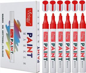 img 4 attached to DIY Crafts Made Easy With High Volume Paint Marker Set - Medium Point Pens For Rock, Stone, Ceramic, Metal, Glass, Wood (Red)