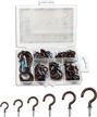 assorted kit of 70 vinyl coated c-shaped cup hooks for ceiling and wall, including sizes 1/2" to 1-1/4". ideal for planters, mugs, string lights, diy christmas ornaments, and more. brown color. logo