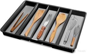 img 3 attached to 🍴 Madesmart Granite Expandable Utensil Tray, Classic Collection: Organize Your Kitchen with 5 Compartments, Soft-Grip Lining, and Easy Cleaning - BPA-Free