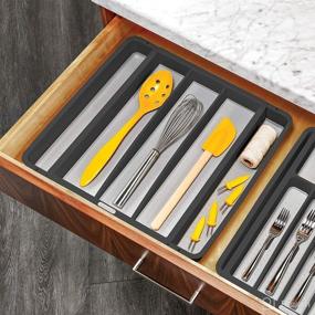 img 2 attached to 🍴 Madesmart Granite Expandable Utensil Tray, Classic Collection: Organize Your Kitchen with 5 Compartments, Soft-Grip Lining, and Easy Cleaning - BPA-Free