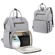 🎒 damero breast pump backpack with laptop sleeve, multiple pockets, and inner divider, gray - fits most brands breast pumps and cooler bag, patent design логотип