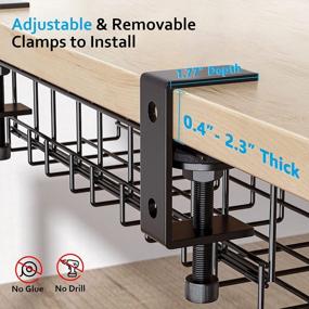 img 3 attached to Yecaye 2 Packs Under Desk Cable Management Tray - 2X15.75" Clamps Install No Drill To Desk Cable Rack - No Damage To Tables - Cable Management Cord Organizer - Sturdy Metal Cable Tray Basket For Office Home