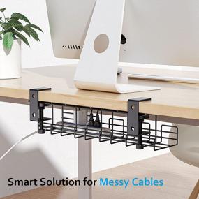 img 2 attached to Yecaye 2 Packs Under Desk Cable Management Tray - 2X15.75" Clamps Install No Drill To Desk Cable Rack - No Damage To Tables - Cable Management Cord Organizer - Sturdy Metal Cable Tray Basket For Office Home