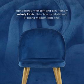 img 2 attached to Мягкие обеденные стулья Ivinta из королевского синего бархата с золотыми ножками - набор из 2 предметов, идеально подходит для гостиной, столовой и кухни