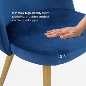 img 1 attached to Мягкие обеденные стулья Ivinta из королевского синего бархата с золотыми ножками - набор из 2 предметов, идеально подходит для гостиной, столовой и кухни