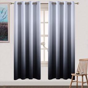 img 4 attached to Yakamok Light Blocking Gradient Color Curtains Black Ombre Blackout Curtains Room Darkening Thermal Insulated Grommet Window Drapes For Living Room/Bedroom (Black, 2 Panels, 52X72 Inch)