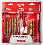 19 pcs milwaukee redhex hss-g tin metal drill set (48894760) логотип