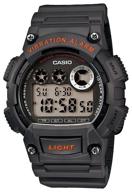 casio collection men w-735h-8a quartz watches, alarm clock, vibrating clock, stopwatch, countdown timer, waterproof, grey logo
