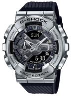 casio g-shock gm-110-1a quartz watch, alarm clock, chronograph, stopwatch, countdown timer, waterproof, shockproof, hand illumination, display illumination, steel логотип