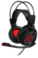 computer headset msi ds502 gaming headset, black-red logo