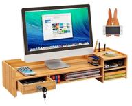 wooden desktop organizer braumann under the monitor logo