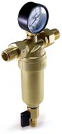 mechanical cleaning filter tim jh-1001 coupling (hp/hp), brass, with drain, with gold pressure gauge dn 15 (1/2") логотип