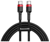 кабель baseus cafule usb type-c - usb type-c, 1 м, черный/красный логотип