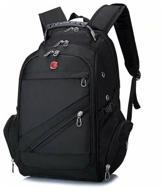 15" multi-functional backpack/laptop compartment/anti-theft/waterproof travel bag/usb charging/black logo