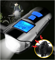 lantern bicycle led rechargeable adamar flashlight with speedometer front on the steering wheel, front headlight on the bike and scooter with a horn logo