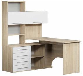 sokol computer table kst-14, corner: left, wxdxh: 140x123.5x182.8 cm, color: sonoma oak/white logo