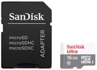 карта памяти sandisk microsdhc 16 гб class 10, uhs-i, r 80 мб/с, адаптер на sd, зеленый логотип