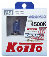 автомобильная галогеновая лампа koito whitebeam iii p0744w h4 4500k 12v 60/55w (135/125w) p43t 4500k 2 шт. логотип