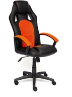 компьютерное кресло tetchair driver для игр, обивка: искусственная кожа/текстиль, цвет: черный/оранжевый. логотип