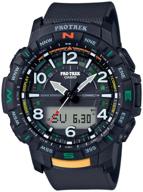 наручные часы casio pro trek pro trek prt-b50-1 кварцевые, с будильником, настройкой времени через приложение, gps, хронографом, термометром, шагомером, барометром, компасом, альтиметром, секундомером, обратным отсчетом, акселерометром, морозоустойчивые, водонепроницаемые, индикатор запаса энергии, подсветка стрелок, поворотный безель, подсветка дисплея, черные логотип