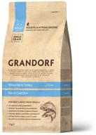 cat food grandorf care for skin and coat, white fish with turkey dry. 2kg logo