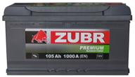 car battery zubr premium r+ 105ah 1000a 353x175x190 logo