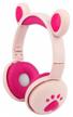 wireless headphones with light / hello bear bk5 / hd call / led light / pink with raspberry logo