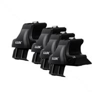 set of supports for lux bars with d-lux 1 adapters, behind doorways logo