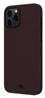 pitaka magez case case (aramid) for apple iphone 12 pro max, black and red (chess netting) логотип