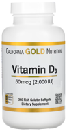 capsules california gold nutrition vitamin d3, 2000 me, 360 pcs. 4 upp. logo