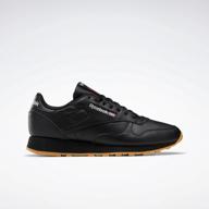 reebok classic leather sneakers, size 44eu (10.5us), core black / pure gray 5 / reebok rubber gum-03 logo