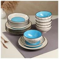 set of dishes "oriental", ceramics, blue, 18 items, iran logo