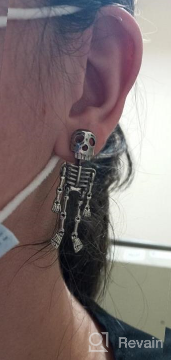 img 1 attached to 🎃 RareLove Gothic Halloween Costume Earrings: Funny Skull Skeleton Dangle Studs for Women/Girls, Alloy Plated - Spookily Stylish! review by Steven Stager