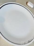 img 1 attached to Chip-Resistant, Lightweight Corelle Vitrelle 18-Piece Dinnerware Set For 6 With Round Plates And Bowls In Sleek Black And White Design - Triple Layer Glass review by Mari Reyes