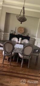 img 6 attached to Набор из 2 обеденных стульев из состаренной ткани с элегантным стеганым дизайном, прямоугольной спинкой из ротанга, идеально подходит для фермерского дома или комнат во французском стиле, светло-серого цвета