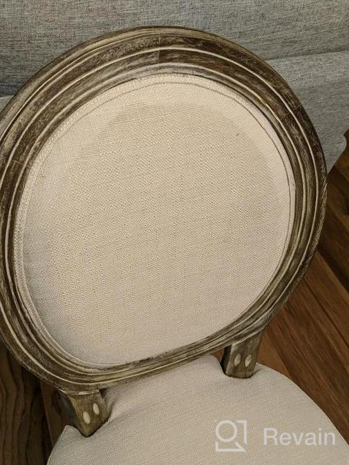 img 1 attached to Farmhouse Dining Room Chairs, Fabric French Distressed Bedroom Chairs With Round Rattan Back, Elegant Tufted Kitchen Chairs, Set Of 2, Grey review by Aaron Masek