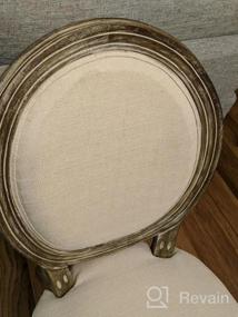 img 6 attached to Farmhouse Dining Room Chairs, Fabric French Distressed Bedroom Chairs With Round Rattan Back, Elegant Tufted Kitchen Chairs, Set Of 2, Grey